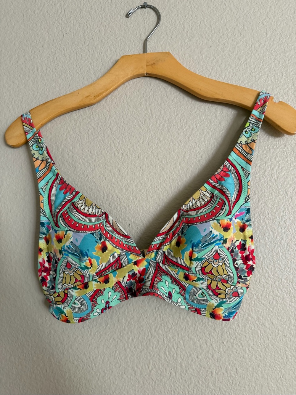 Johnny Was Jade Bralette Bikini Top Green Red Print Size Small - Picture 2 of 5